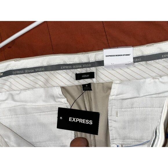 NWT Express Design Studio Beige Wide Leg Dress Khaki Women's Pants Size 8 - Picture 6 of 12